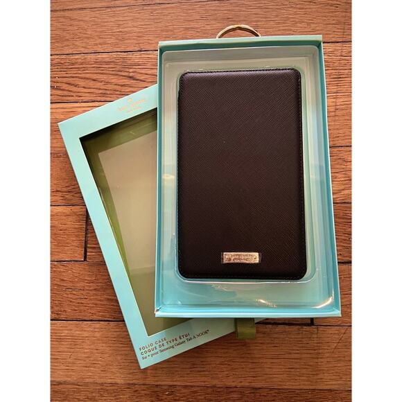 KATE SPADE Black Vegan Leather Folio Case For Galaxy Tab A NOOK (NIB) - Picture 1 of 5